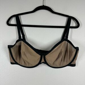 CUUP Sheer Balconette Bra Underwire Support Tan Black Nude Women’s Size 38F